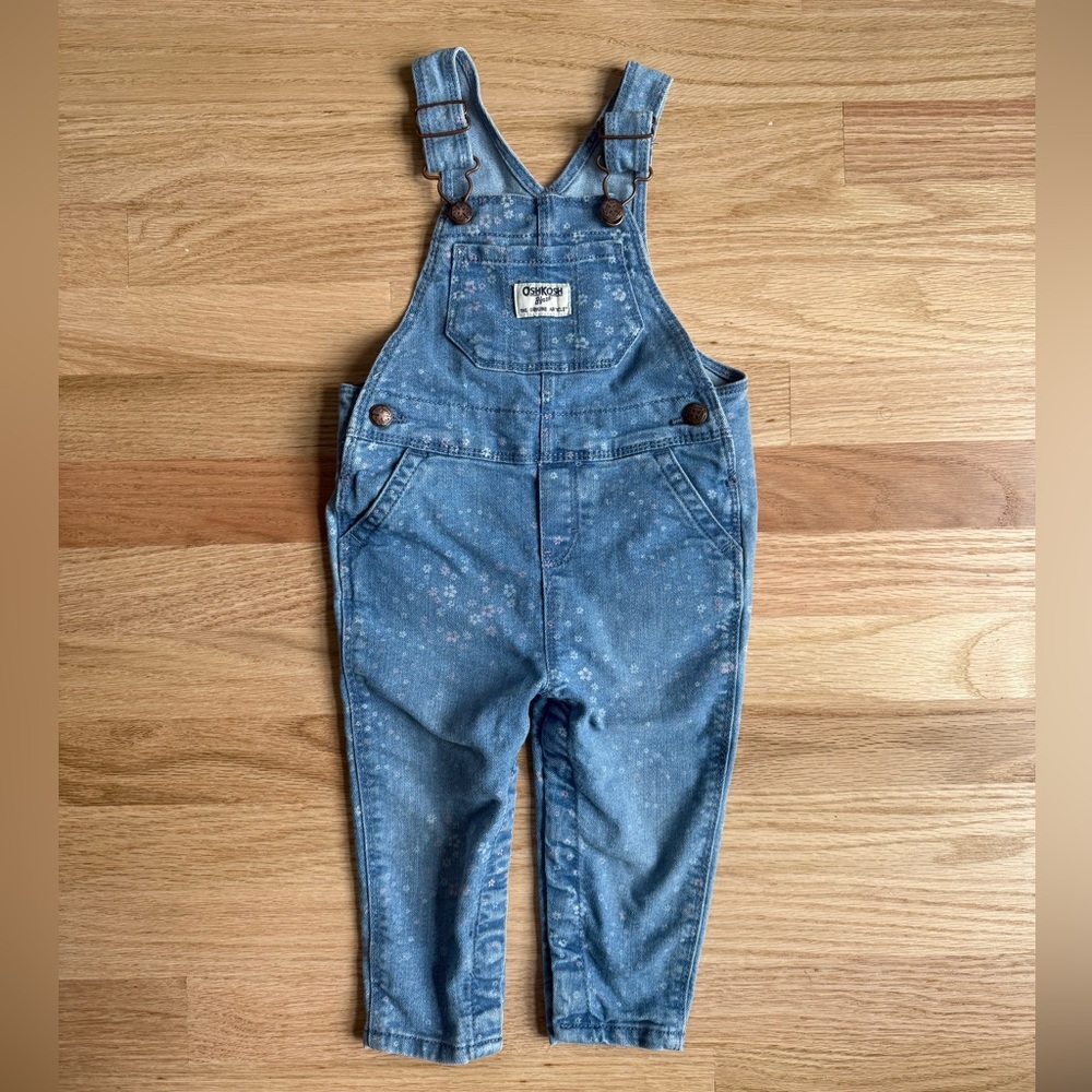 OshKosh B'gosh Kids Blue Floral Patterned Overalls - 18M